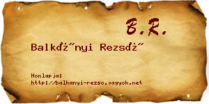 Balkányi Rezső névjegykártya